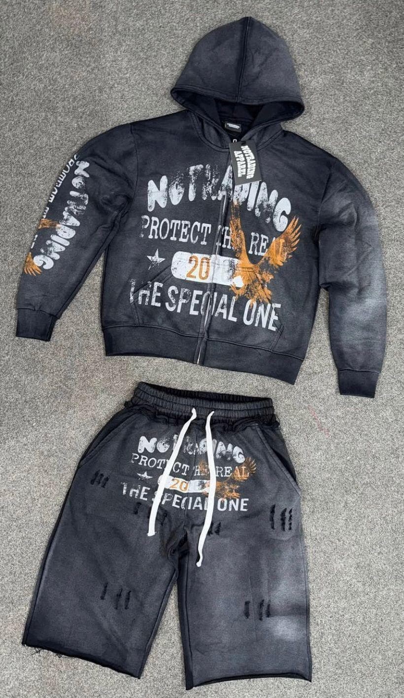 Custom Boxy Zip-Up Hoodie & Shorts Set