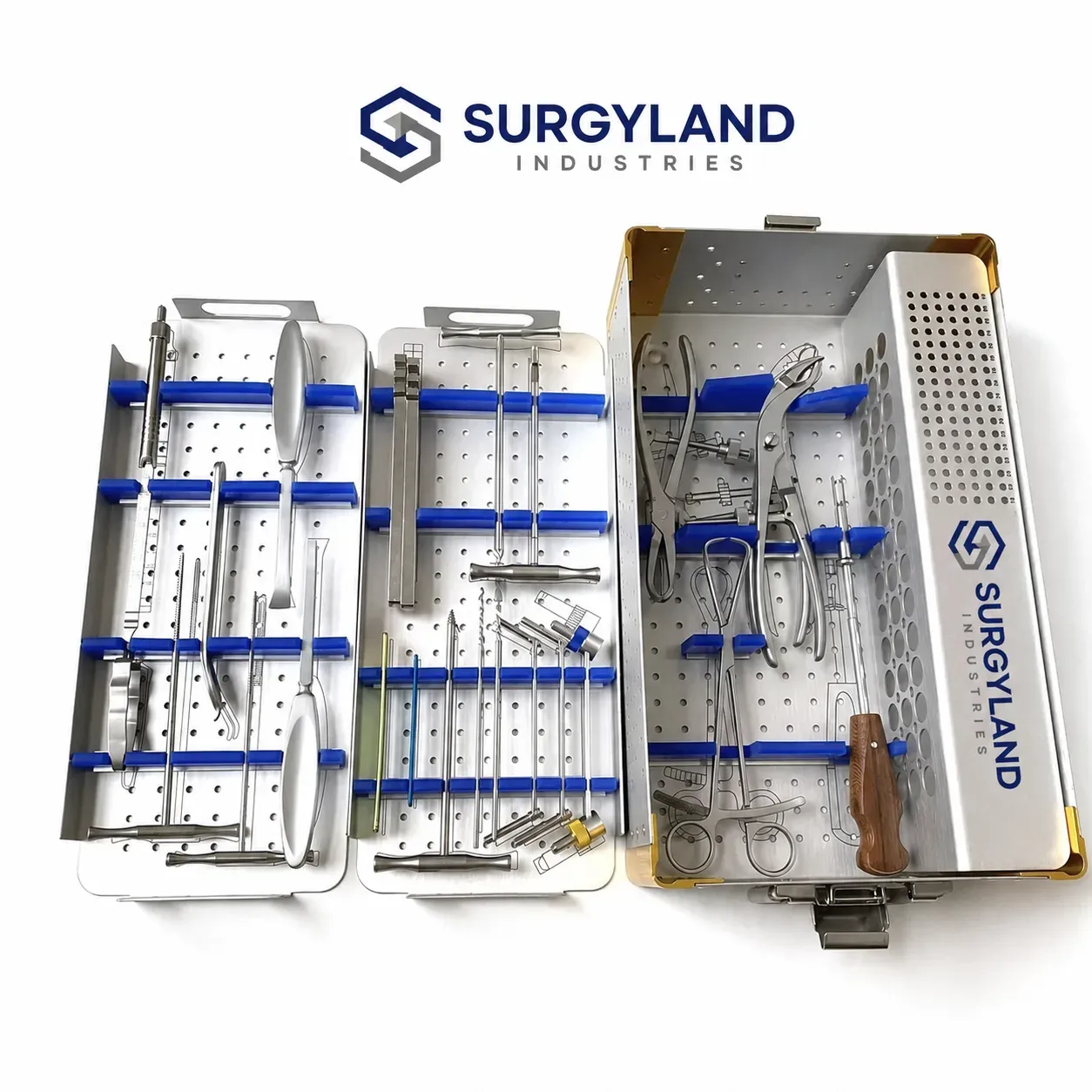 Small Fragment Locking & Non-Locking Orthopedic Instrument Set with Fitted Metal Trays